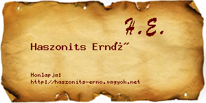Haszonits Ernő névjegykártya